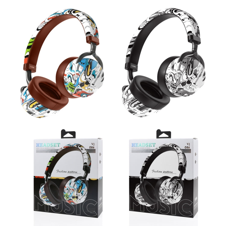 VJ086 Auricolare per graffiti Auricolare Bluetooth per sport senza fili Auricolare con stampa a colori per il trasferimento dell'acqua, supporto TF, FM