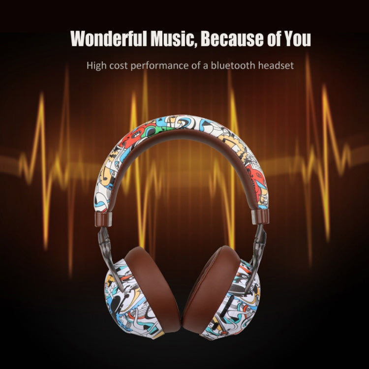 VJ086 Auricolare per graffiti Auricolare Bluetooth per sport senza fili Auricolare con stampa a colori per il trasferimento dell'acqua, supporto TF, FM