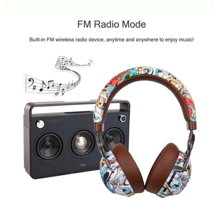 VJ086 Auricolare per graffiti Auricolare Bluetooth per sport senza fili Auricolare con stampa a colori per il trasferimento dell'acqua, supporto TF, FM
