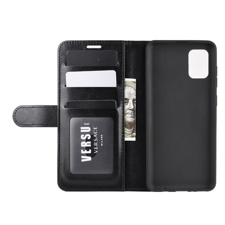 Per Galaxy A31 R64 Texture Custodia protettiva a vibrazione orizzontale singola con supporto e slot per schede e portafoglio e cornice per foto, For Galaxy A31