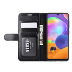 Per Galaxy A31 R64 Texture Custodia protettiva a vibrazione orizzontale singola con supporto e slot per schede e portafoglio e cornice per foto, For Galaxy A31
