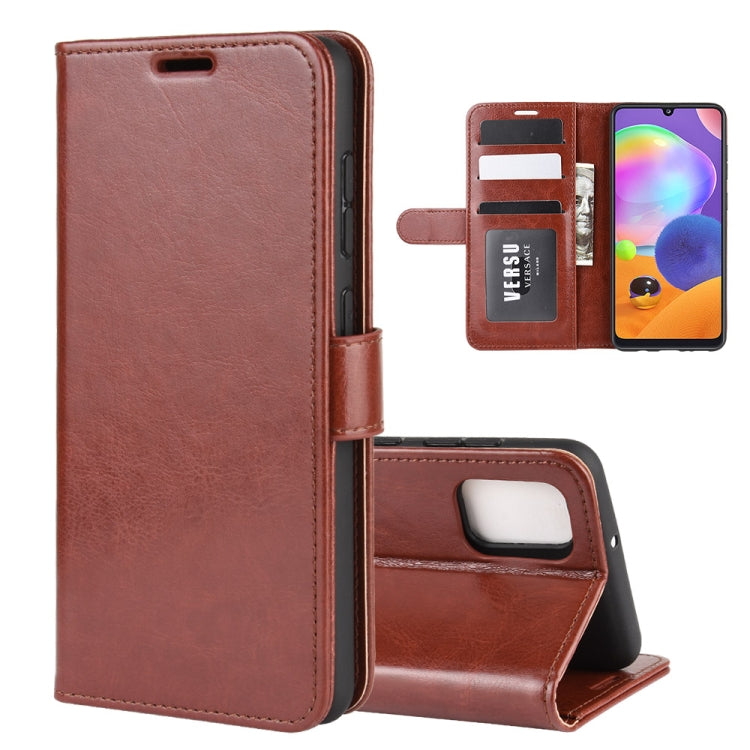 Per Galaxy A31 R64 Texture Custodia protettiva a vibrazione orizzontale singola con supporto e slot per schede e portafoglio e cornice per foto, For Galaxy A31