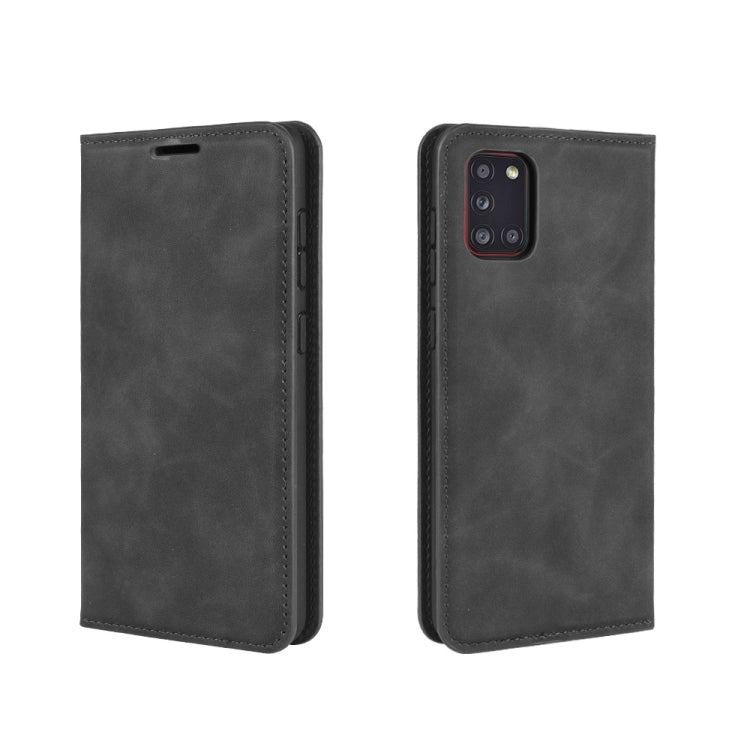 Per Galaxy A31 Custodia in pelle con ventosa magnetica per affari retro-pelle con supporto, slot per carte e portafoglio, For Galaxy A31