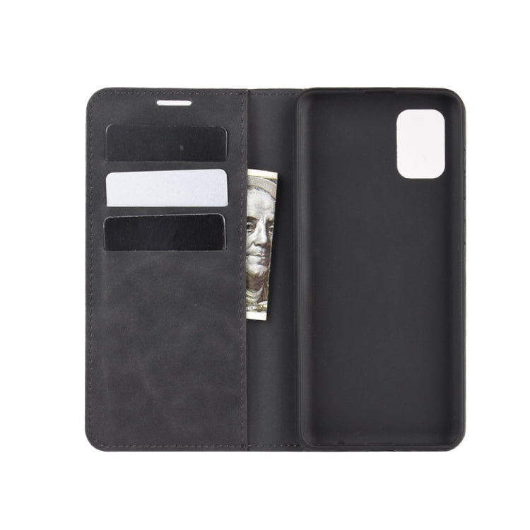 Per Galaxy A31 Custodia in pelle con ventosa magnetica per affari retro-pelle con supporto, slot per carte e portafoglio, For Galaxy A31