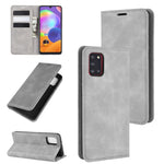 Per Galaxy A31 Custodia in pelle con ventosa magnetica per affari retro-pelle con supporto, slot per carte e portafoglio, For Galaxy A31