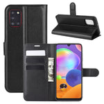 Per Galaxy A31 Litchi Texture Custodia protettiva a vibrazione orizzontale con supporto e slot per schede e portafoglio, For Galaxy A31