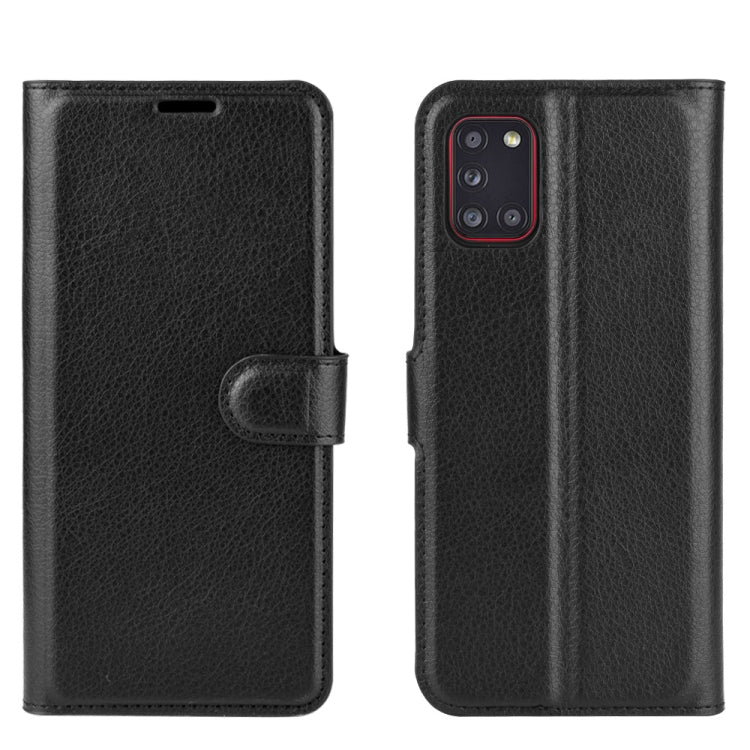 Per Galaxy A31 Litchi Texture Custodia protettiva a vibrazione orizzontale con supporto e slot per schede e portafoglio, For Galaxy A31