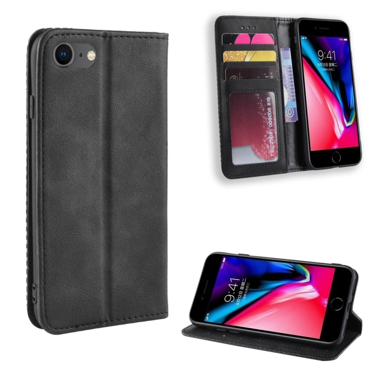 Per iPhone SE (2020) Custodia in pelle a vibrazione orizzontale con struttura retrò Crazy Horse con fibbia magnetica, con supporto e slot per schede e cornice per foto, For iPhone SE 2022 / SE 2020