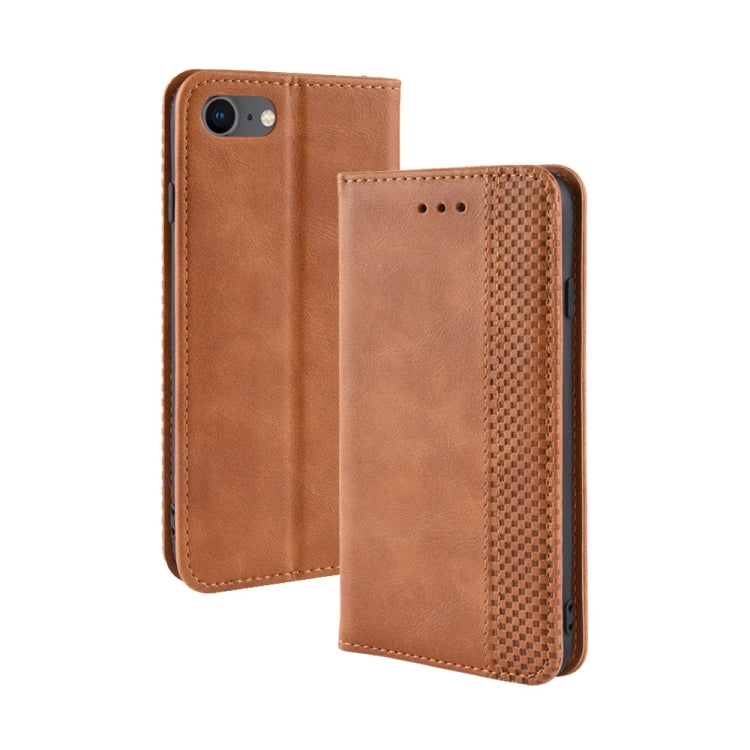 Per iPhone SE (2020) Custodia in pelle a vibrazione orizzontale con struttura retrò Crazy Horse con fibbia magnetica, con supporto e slot per schede e cornice per foto, For iPhone SE 2022 / SE 2020