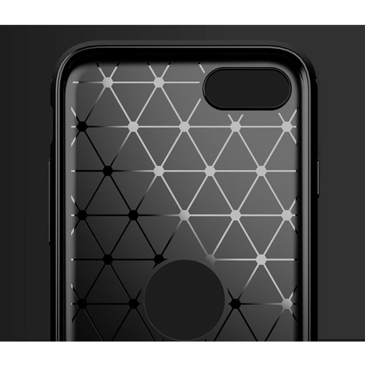 Per iPhone SE 2020 Custodia in TPU in fibra di carbonio con trama spazzolata