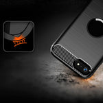 Per iPhone SE 2020 Custodia in TPU in fibra di carbonio con trama spazzolata