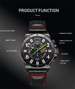 Orologio al quarzo multifunzione Ochstin 6122 Orologio da uomo in pelle con calendario impermeabile e luminoso