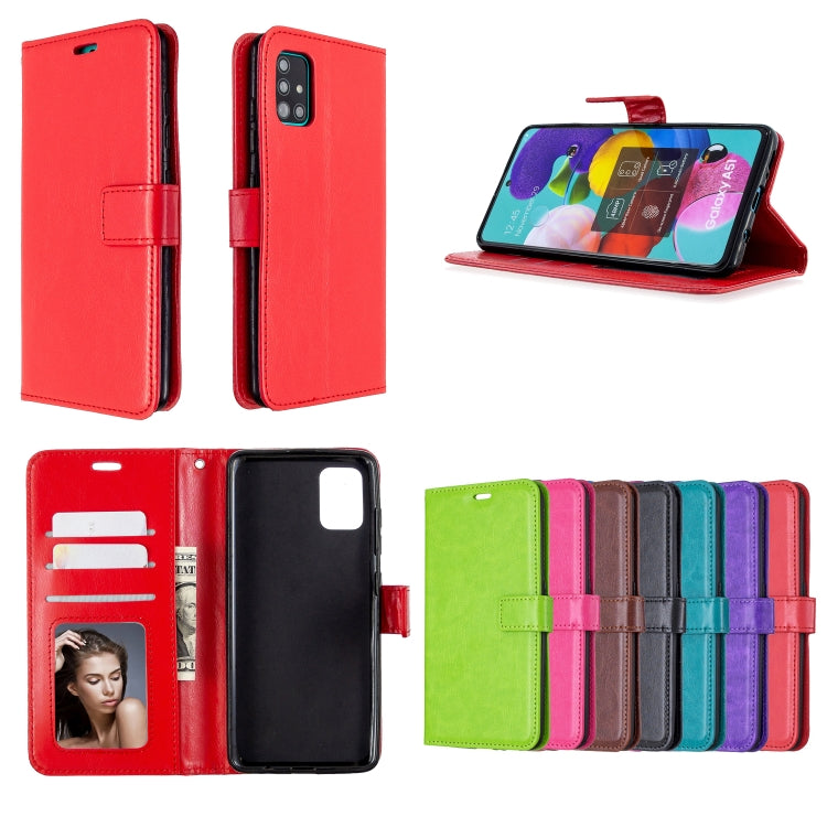 Per Galaxy A51 Custodia in pelle a vibrazione orizzontale Crazy Horse Texture con supporto e slot per schede e portafoglio e cornice per foto, For Galaxy A51