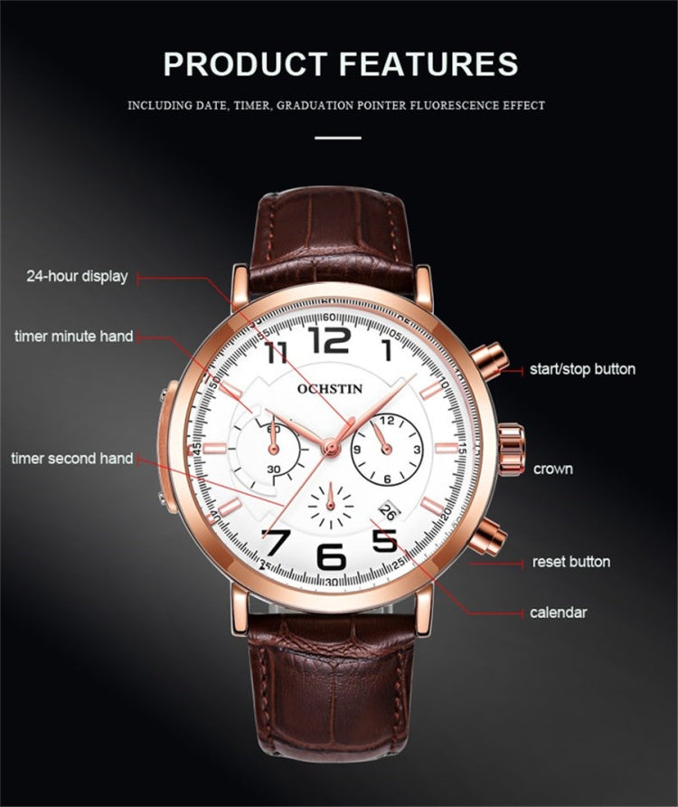 Orologio multifunzione Ochstin 6105 Orologio da uomo d'affari per il tempo libero Orologio da polso al quarzo impermeabile
