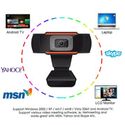 HXSJ A870 Webcam HD 480P Videocamera per PC con microfono ad assorbimento MIC per Skype per Android TV Videocamera per computer girevole Web Cam USB, 480P