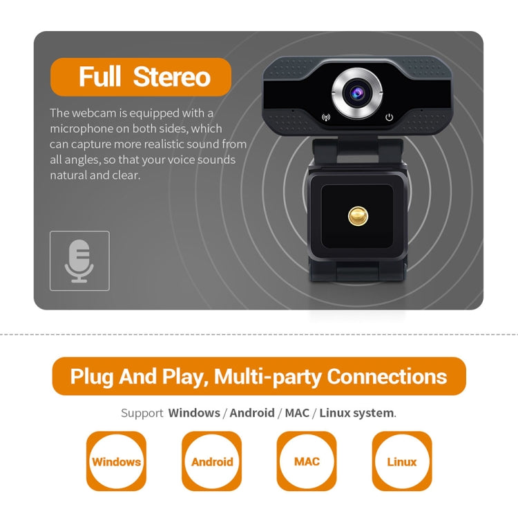 Webcam HD 1080P Microfono incorporato Videocamera Web intelligente Videocamera live per bellezza in streaming USB per computer Android TV
