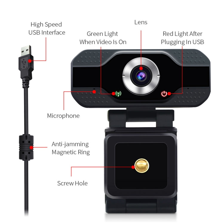Webcam HD 1080P Microfono incorporato Videocamera Web intelligente Videocamera live per bellezza in streaming USB per computer Android TV