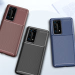 Per Huawei P40 Pro + Custodia in TPU antiurto con struttura in fibra di carbonio, For Huawei P40 Pro+