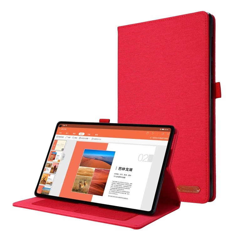 Flip orizzontale TPU + custodia protettiva in pelle PU tessuto con clip per biglietti da visita, For Lenovo M10 Plus