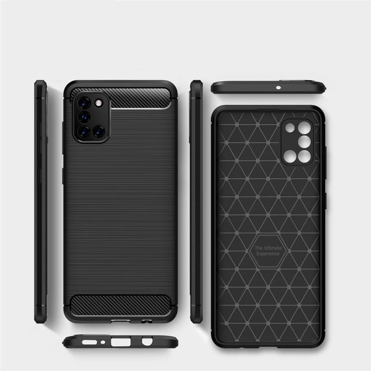 Custodia in TPU in fibra di carbonio con trama spazzolata per Galaxy A31, For Galaxy A31