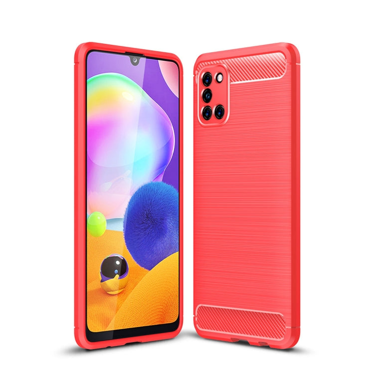 Custodia in TPU in fibra di carbonio con trama spazzolata per Galaxy A31, For Galaxy A31