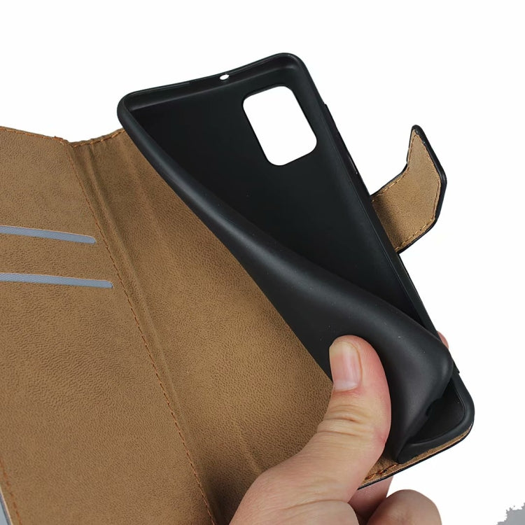 Per Galaxy A41 fondina orizzontale in pelle con chiusura magnetica e staffa e slot per schede e portafoglio