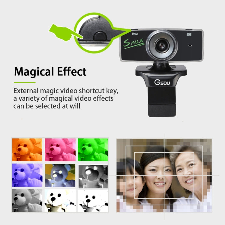 B01 Webcam HD Microfono integrato Videocamera Web intelligente Videocamera live per streaming USB con cancellazione del rumore