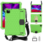 Design a nido d'ape EVA + PC Guscio protettivo piatto anticaduta a quattro angoli con cinghie, For iPad Pro 11 2020