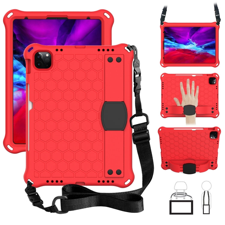 Design a nido d'ape EVA + PC Guscio protettivo piatto anticaduta a quattro angoli con cinghie, For iPad Pro 11 2020