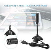 Mini supporto per microfono capacitivo USB dedicato per PC Laptop Notebook Registrazione di chat online Dispositivo cablato nero
