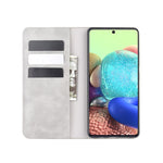Per Galaxy A71 5G Custodia in pelle con ventosa magnetica per affari retro-pelle con supporto, slot per carte e portafoglio, For Galaxy A71 5G