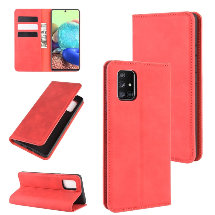 Per Galaxy A71 5G Custodia in pelle con ventosa magnetica per affari retro-pelle con supporto, slot per carte e portafoglio, For Galaxy A71 5G