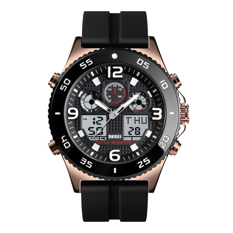 SKMEI 1538 Orologio elettronico sportivo da uomo con cinturino in acciaio con quadrante grande e tempo multifunzione