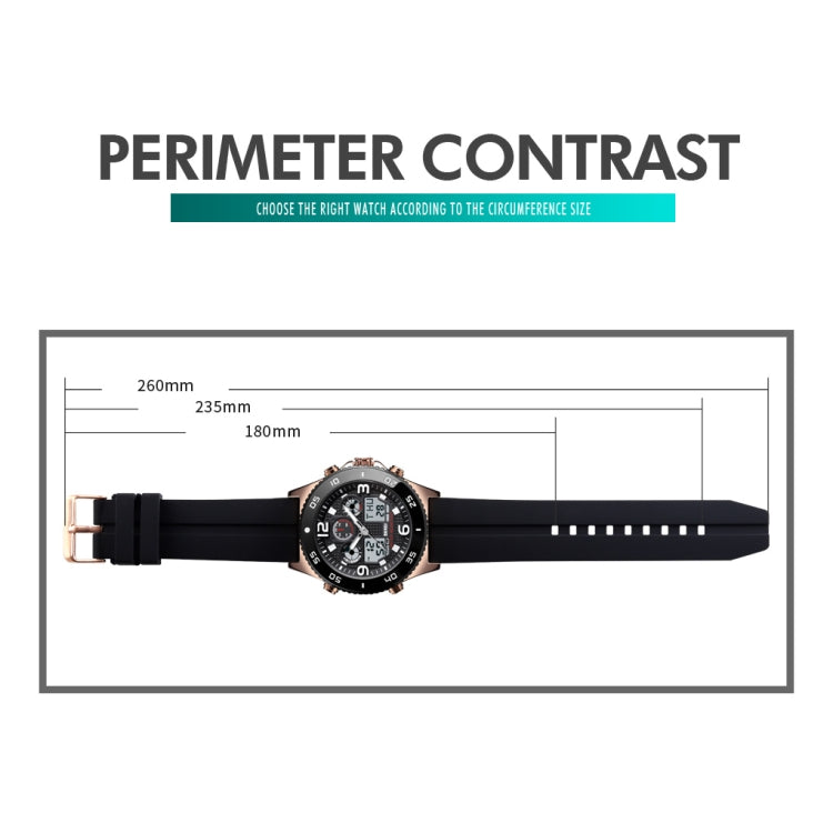 SKMEI 1538 Orologio elettronico sportivo da uomo con cinturino in acciaio con quadrante grande e tempo multifunzione