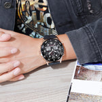 SKMEI 1538 Orologio elettronico sportivo da uomo con cinturino in acciaio con quadrante grande e tempo multifunzione