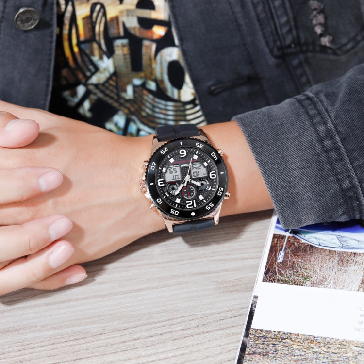SKMEI 1538 Orologio elettronico sportivo da uomo con cinturino in acciaio con quadrante grande e tempo multifunzione