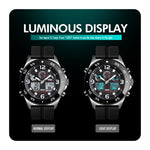 SKMEI 1538 Orologio elettronico sportivo da uomo con cinturino in acciaio con quadrante grande e tempo multifunzione