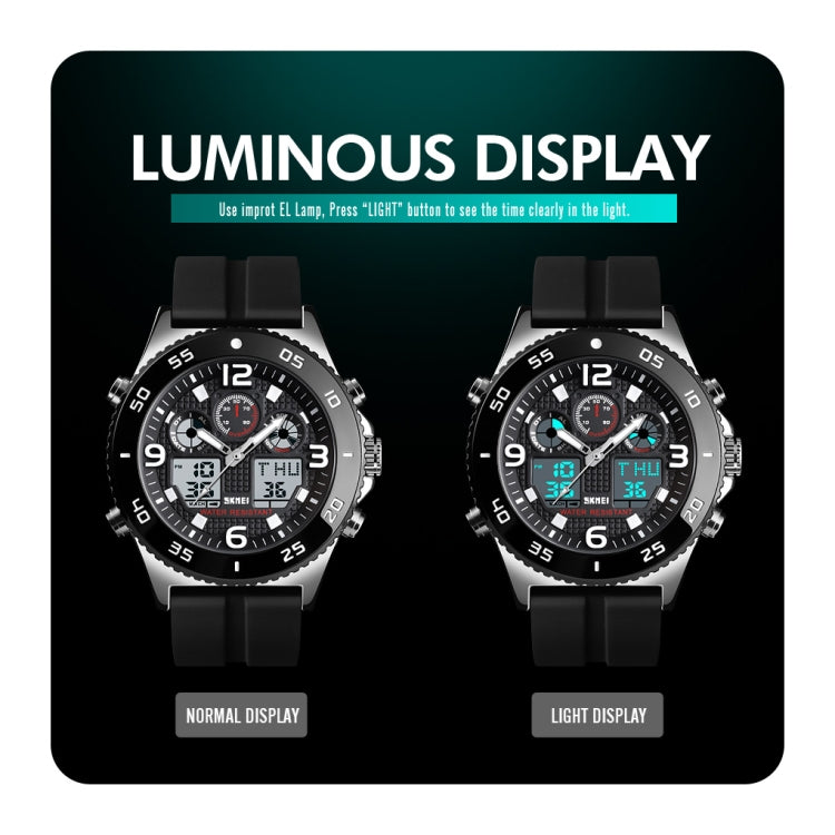 SKMEI 1538 Orologio elettronico sportivo da uomo con cinturino in acciaio con quadrante grande e tempo multifunzione