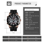 SKMEI 1538 Orologio elettronico sportivo da uomo con cinturino in acciaio con quadrante grande e tempo multifunzione