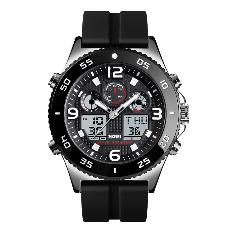 SKMEI 1538 Orologio elettronico sportivo da uomo con cinturino in acciaio con quadrante grande e tempo multifunzione