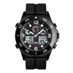 SKMEI 1538 Orologio elettronico sportivo da uomo con cinturino in acciaio con quadrante grande e tempo multifunzione