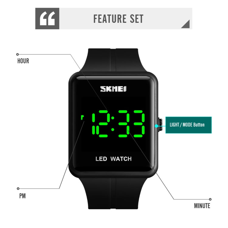 SKMEI 1541 Fashion Led Watch Square Couple Model Orologio elettronico impermeabile Orologio in silicone