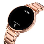 SKMEI 1550 Orologio da uomo touch screen a LED semplice ed elegante in acciaio inossidabile impermeabile con orologio elettronico