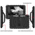 Per iPad 10.2 Custodia girevole a 360 gradi con portamatite, cavalletto resistente agli urti con tracolla, cinturino da polso, For iPad 10.2