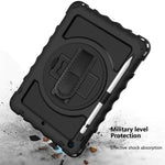Per iPad 10.2 Custodia girevole a 360 gradi con portamatite, cavalletto resistente agli urti con tracolla, cinturino da polso, For iPad 10.2