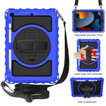 Per iPad 10.2 Custodia girevole a 360 gradi con portamatite, cavalletto resistente agli urti con tracolla, cinturino da polso, For iPad 10.2
