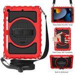 Per iPad 10.2 Custodia girevole a 360 gradi con portamatite, cavalletto resistente agli urti con tracolla, cinturino da polso, For iPad 10.2