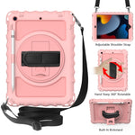 Per iPad 10.2 Custodia girevole a 360 gradi con portamatite, cavalletto resistente agli urti con tracolla, cinturino da polso, For iPad 10.2