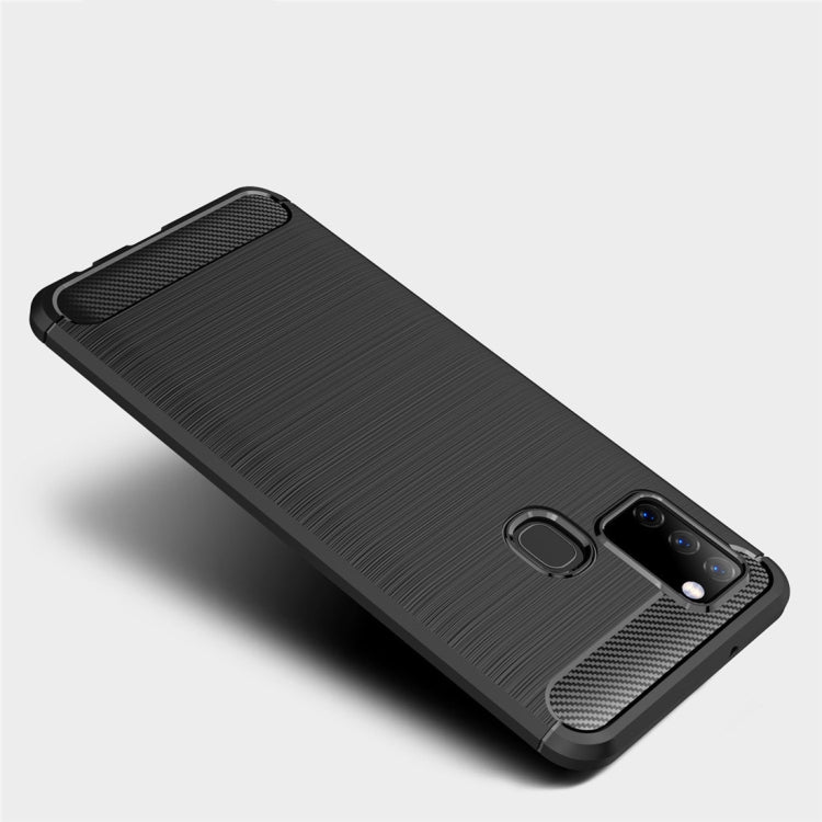 Custodia in TPU in fibra di carbonio con trama spazzolata per Galaxy A21s, For Galaxy A21s