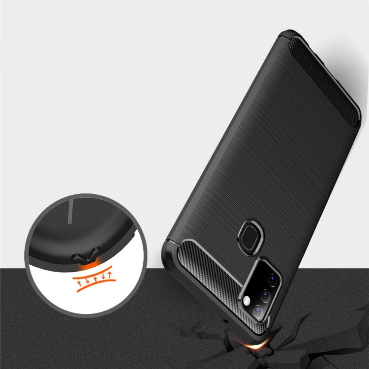 Custodia in TPU in fibra di carbonio con trama spazzolata per Galaxy A21s, For Galaxy A21s